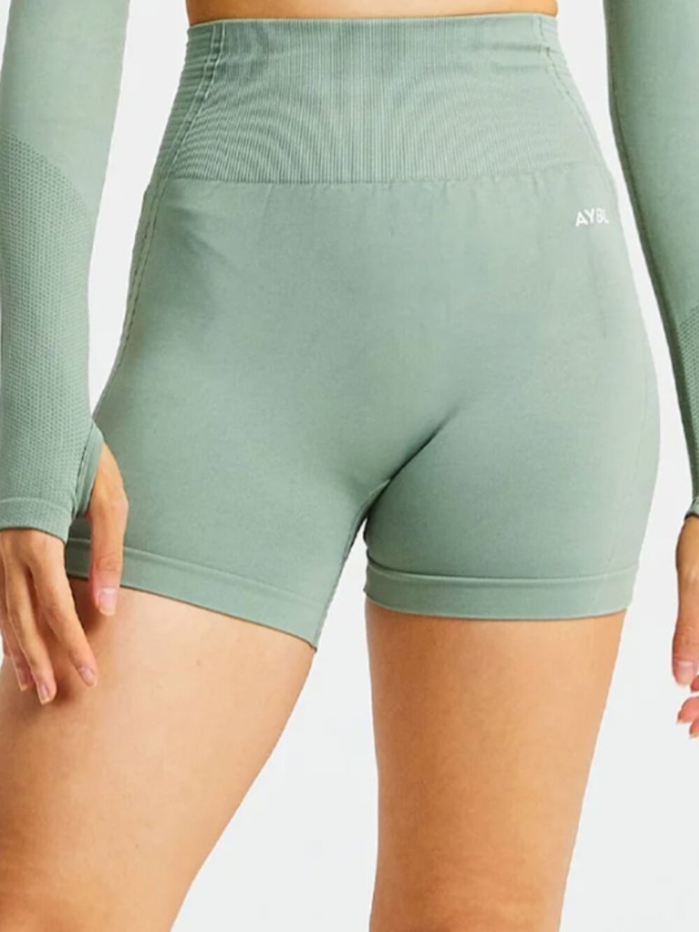 AYBL Balance V2 Seamless High Rise Gym Shorts Olive Green L
